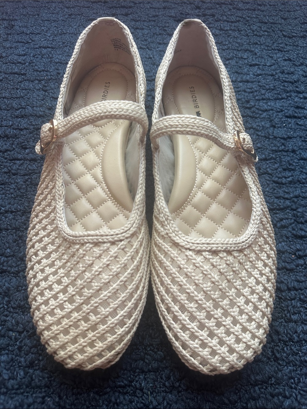 Birdies Hummingbird Cream Woven Mary Jane Flats